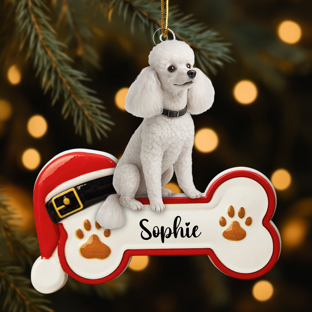 Personalized Dog Sit On A Paw Ornament, Personalized Pet Bone Xmas Decoration, New Puppy Gift 2025, Acrylic Christmas Tree Ornament for Dog Owner, Pet Keepsake