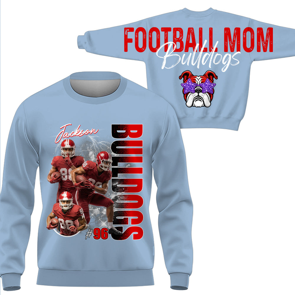Personalized Football Mom Sweatshirt, Custom Large Back Graphic, Gift For Football Mom Football Lovers Football Family MI209 T24