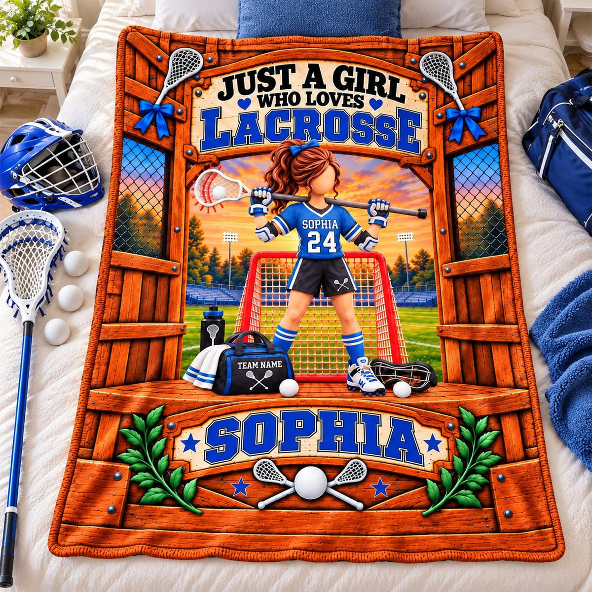 Just A Girl Who Loves Lacrosse, Personalized Lacrosse Blanket, Custom Player Name Gift, Gift For Lacrosse Players Lacrosse Lover T1807 Nh00 TL06