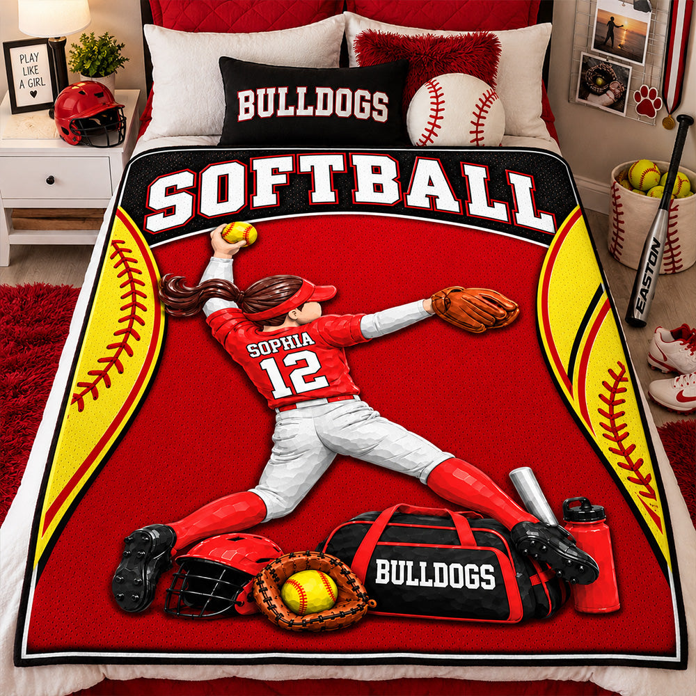 Just A Girl Who Loves Softball - Personalized Blanket For Softball Lovers New C2408 T24 TL06