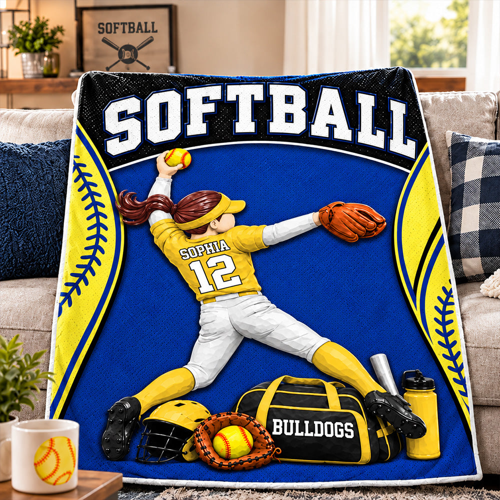 Just A Girl Who Loves Softball - Personalized Blanket For Softball Lovers New C2408 T24 TL06
