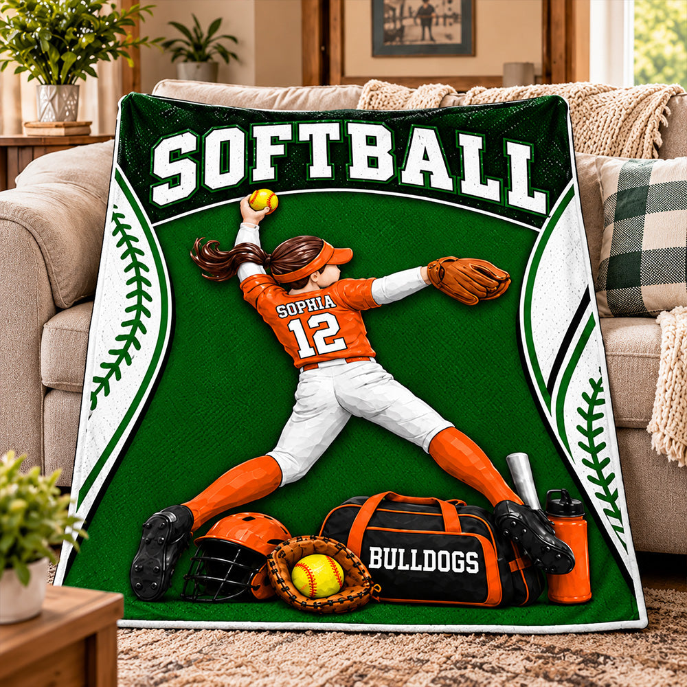 Just A Girl Who Loves Softball - Personalized Blanket For Softball Lovers New C2408 T24 TL06