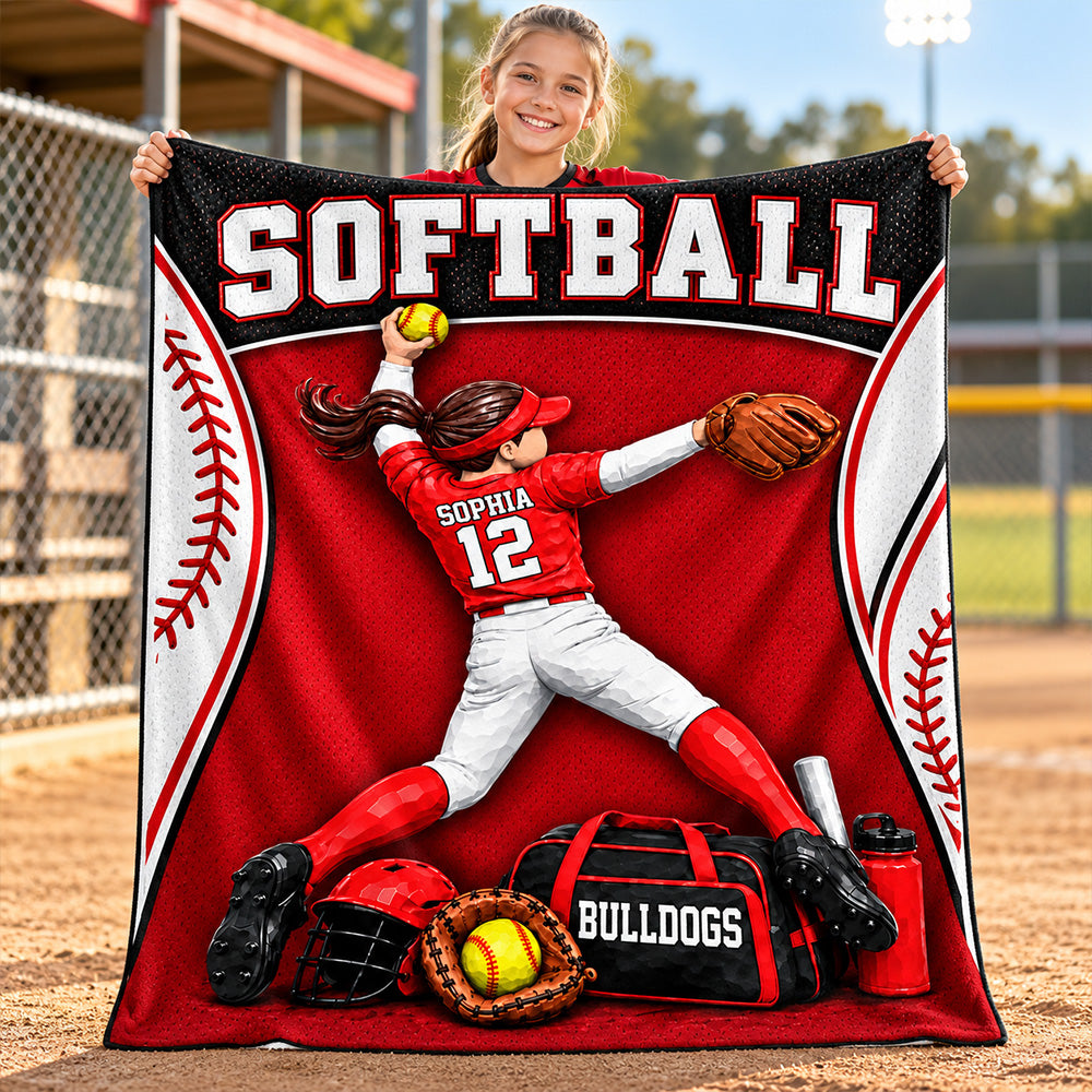 Just A Girl Who Loves Softball - Personalized Blanket For Softball Lovers New C2408 T24 TL06