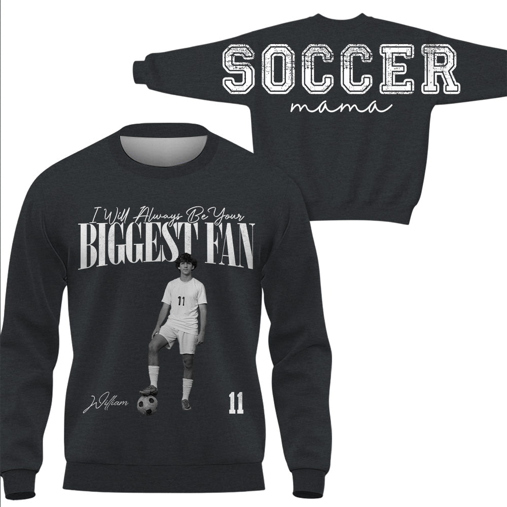I Will Always Be Your Biggest Fan, Custom Large Back Graphic Soccer,  Washed Tee Retro Bootleg Shirt, Gift For Soccer Mom Grandma Sport Family Soccer Lovers Ver2 MI209 T24