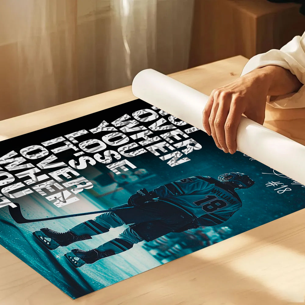 It’s Not Over When You Lose, Personalized Poster, Gift For Ice Hockey Players, Custom Photo Wall Art, Ice Hockey Lover House Decor T1807