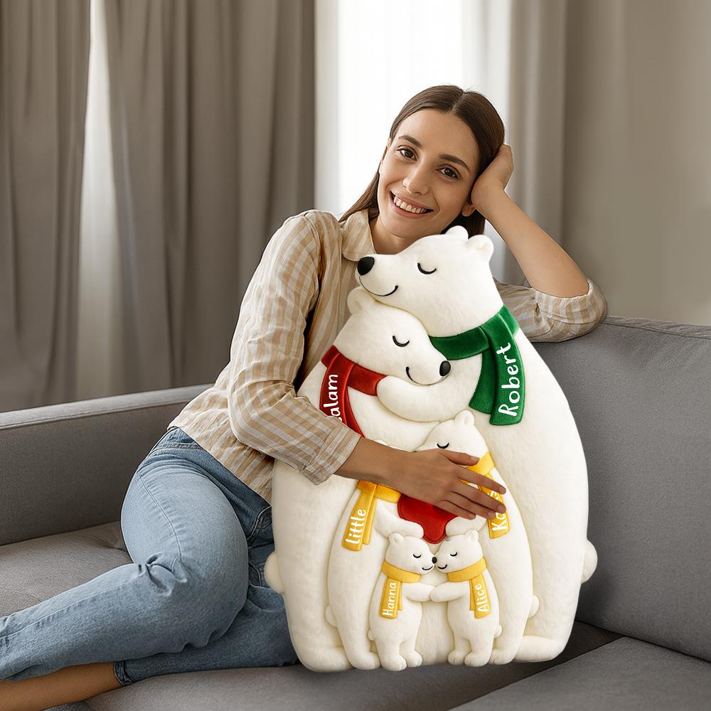 Bear Family Hugging Ugly Plush Pillow, Personalized Gifts For Family Nh00
