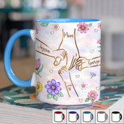 Personalized You Hold Our Hands Also Our Hearts Mug, 3D Inflated Effect Printed Mug, Personalized Holding Mom's Hands, Mother's Day Nana Grandma Vr2