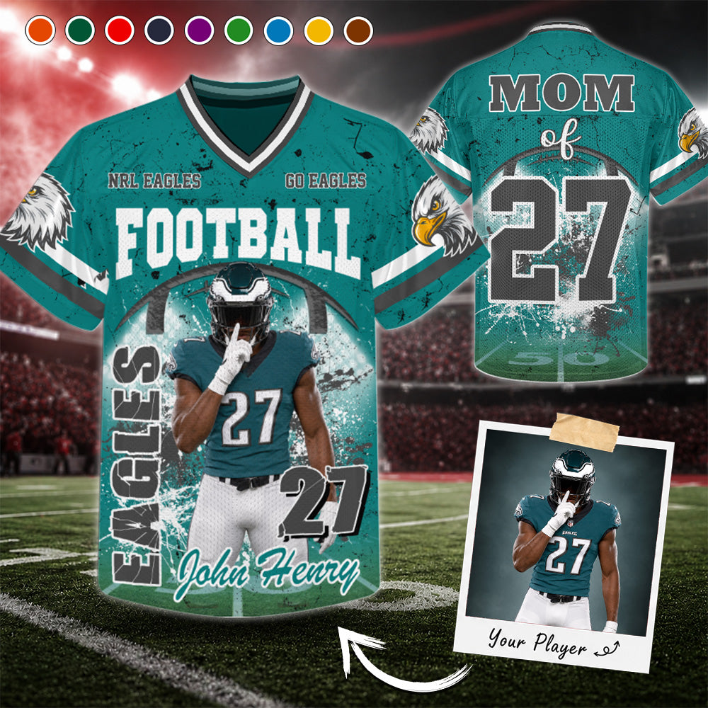 Custom Football Mom Jersey with Photo & Player Number – Personalized Game Day Shirt