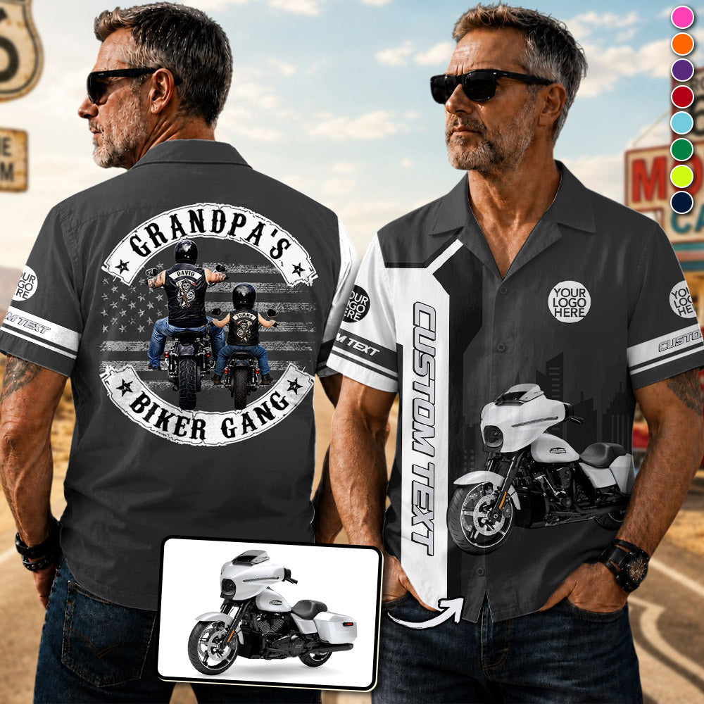 Grandpa’s Biker Gang - Personalized Upload Vechicle Photo Hawaiian Shirt - Personalized Gift For Dad, Grandpa, Biker A2110