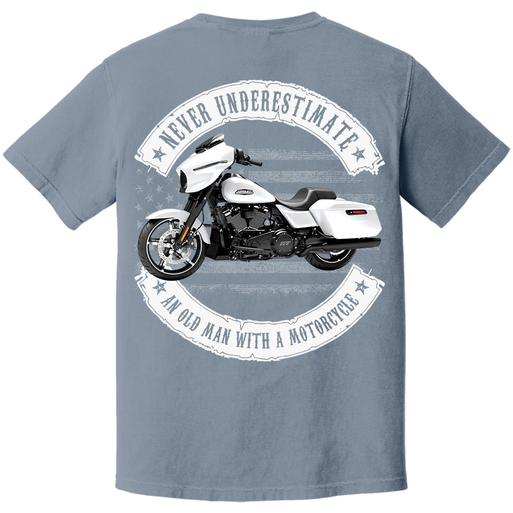 Never Underestimate An Old Man With A Motorcycle - Personalized Upload Vehicle Photo For Biker A2110