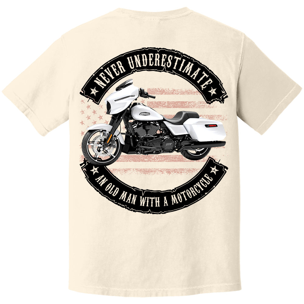Never Underestimate An Old Man With A Motorcycle - Personalized Upload Vehicle Photo For Biker A2110