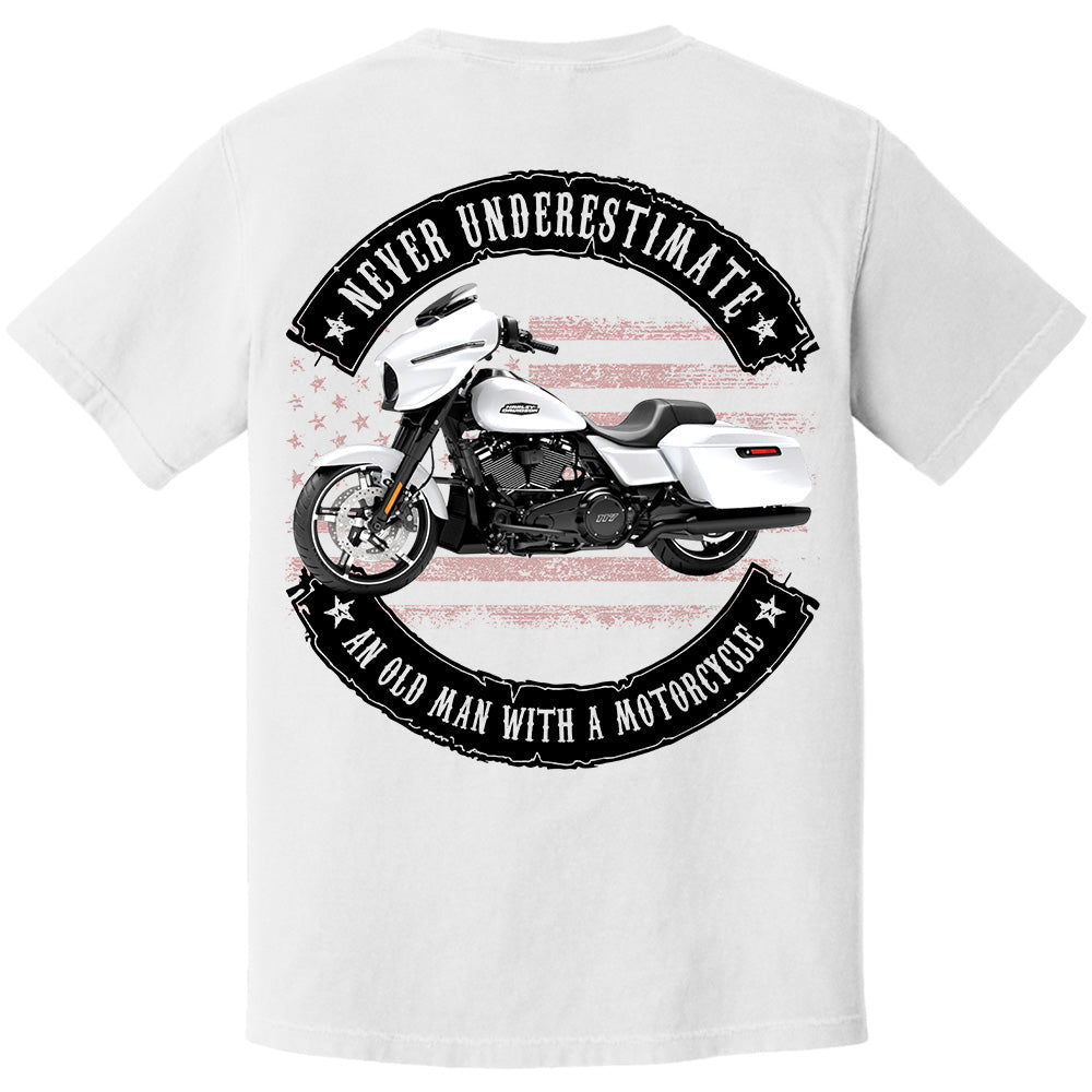 Never Underestimate An Old Man With A Motorcycle - Personalized Upload Vehicle Photo For Biker A2110