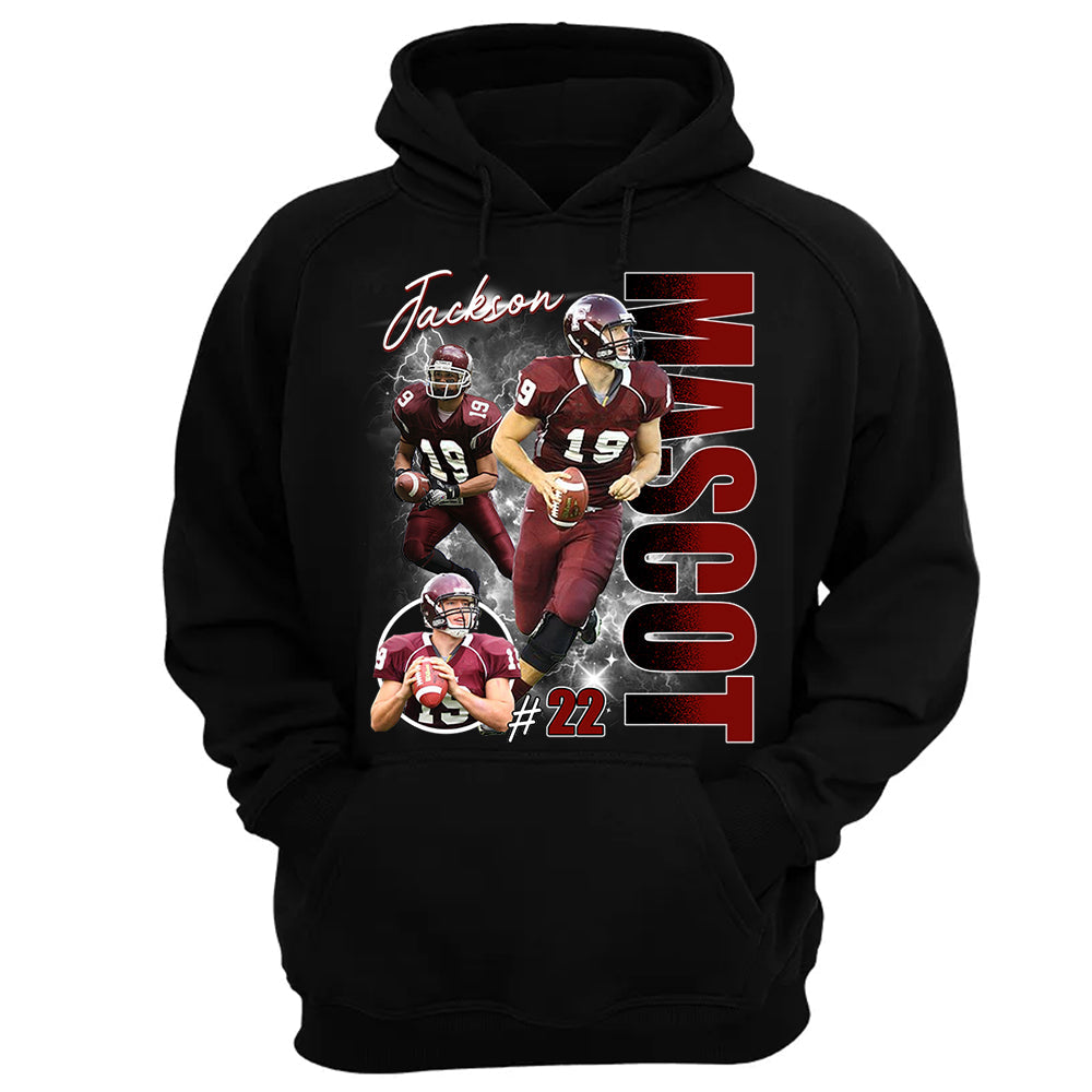 Custom Photo Football Player Shirt - Personalized Team Name School Name Bootleg Shirt