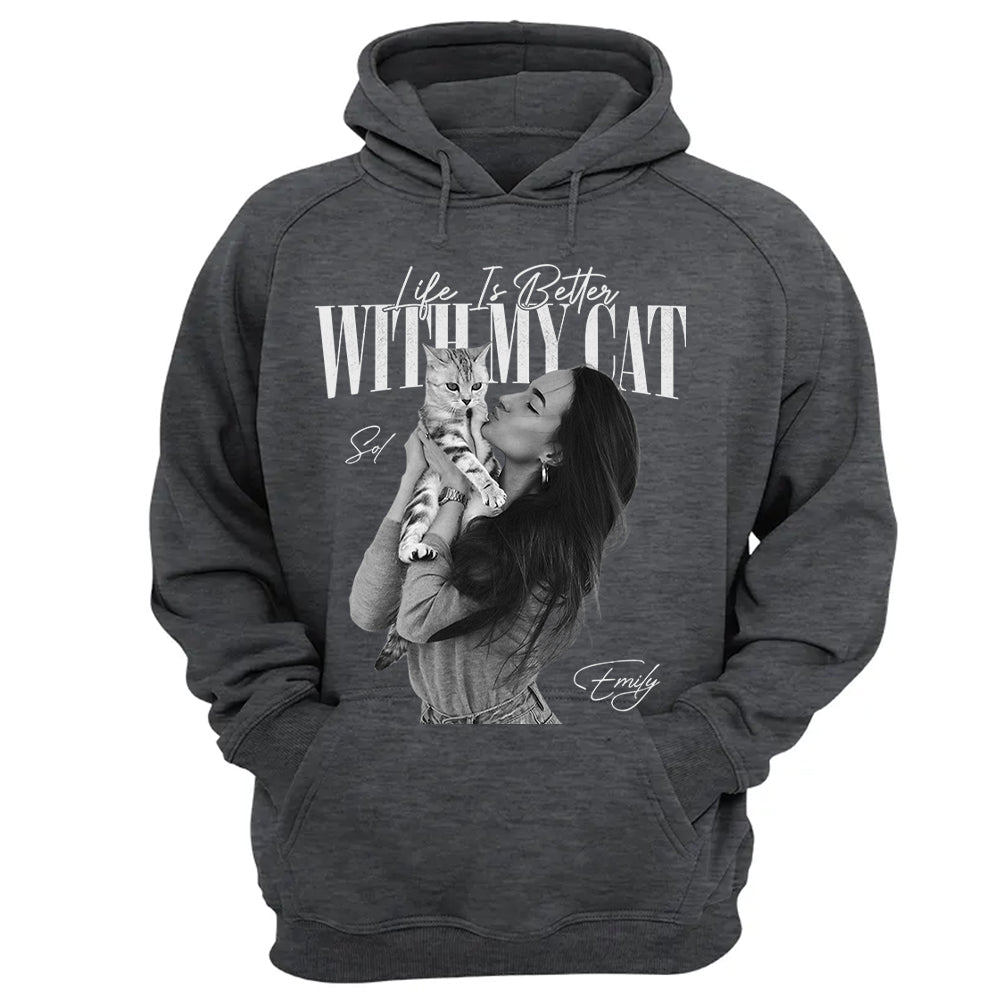 Life Is Better With My Cat - Washed Tee Retro Bootleg Shirt For Cat Lovers T1807