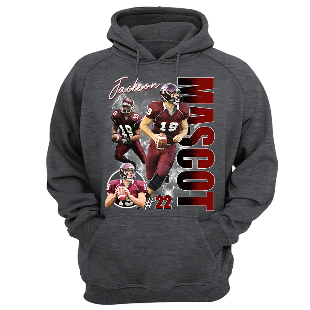 Custom Photo Football Player Shirt - Personalized Team Name School Name Bootleg Shirt
