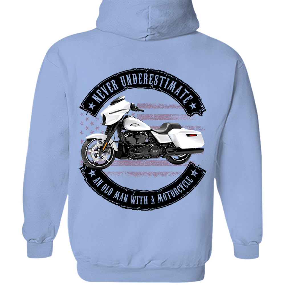 Never Underestimate An Old Man With A Motorcycle - Personalized Upload Vehicle Photo For Biker A2110