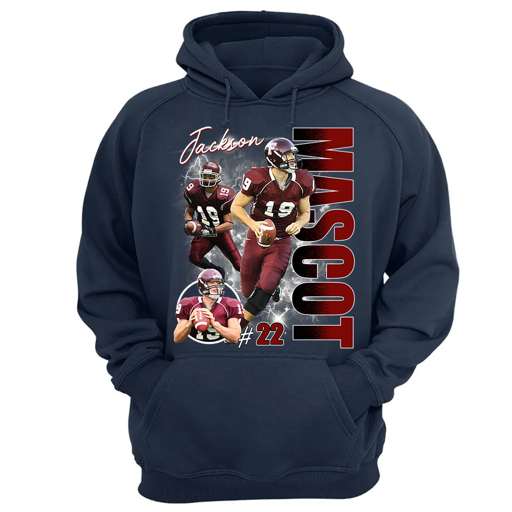 Custom Photo Football Player Shirt - Personalized Team Name School Name Bootleg Shirt