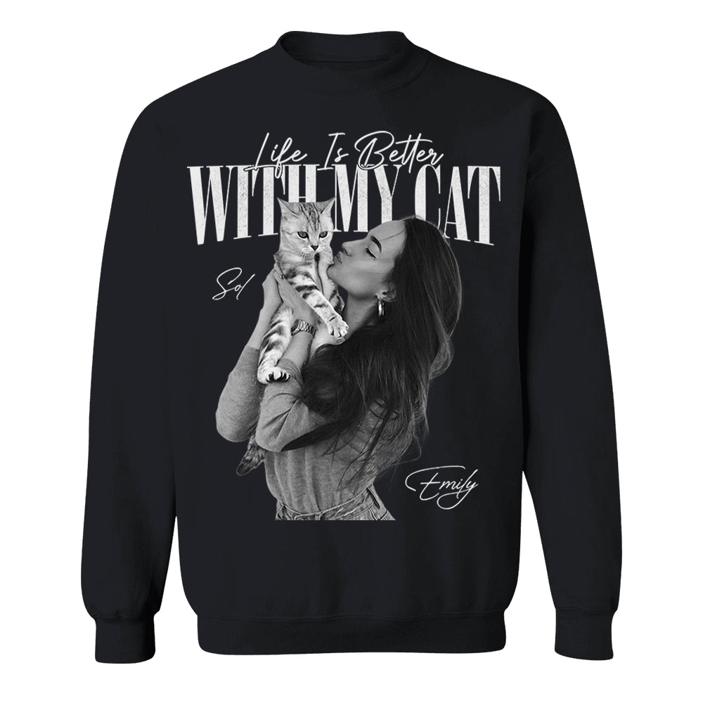 Life Is Better With My Cat - Washed Tee Retro Bootleg Shirt For Cat Lovers T1807