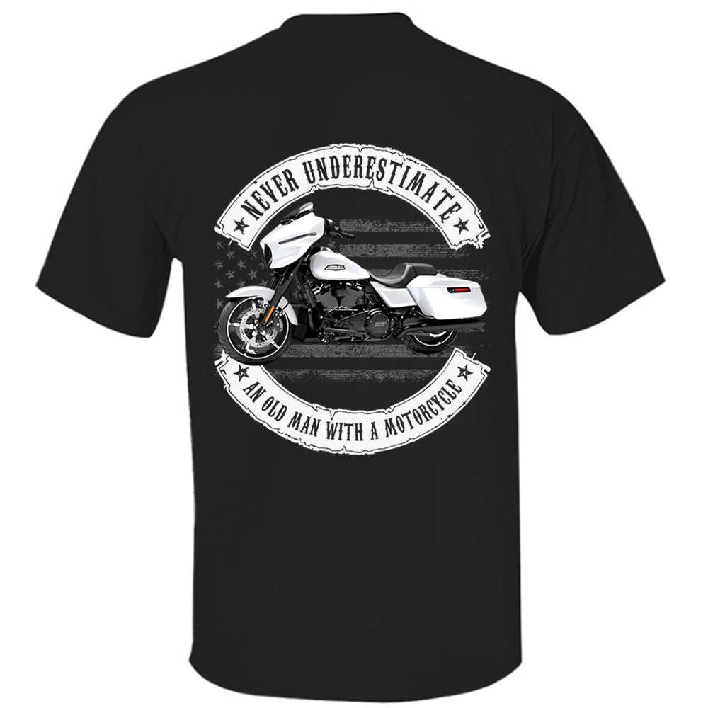 Never Underestimate An Old Man With A Motorcycle - Personalized Upload Vehicle Photo For Biker A2110