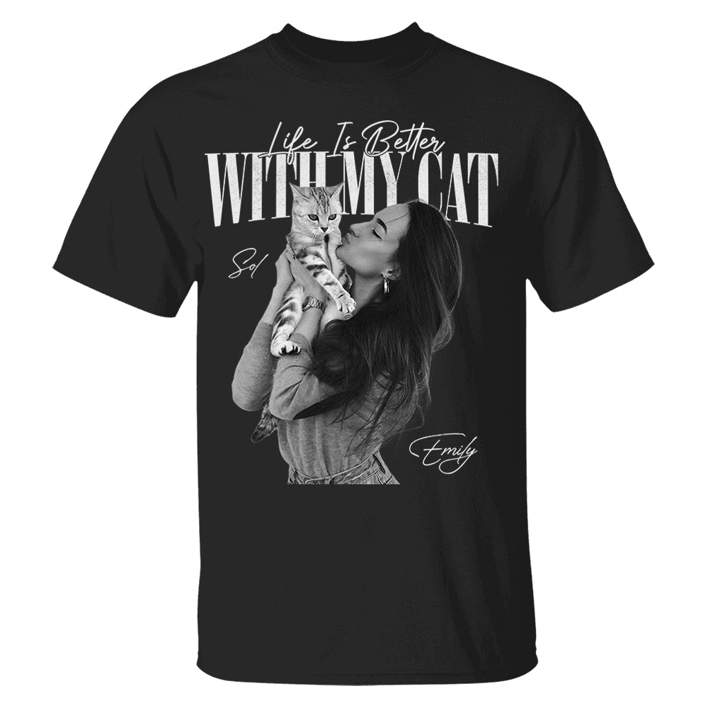 Life Is Better With My Cat - Washed Tee Retro Bootleg Shirt For Cat Lovers T1807