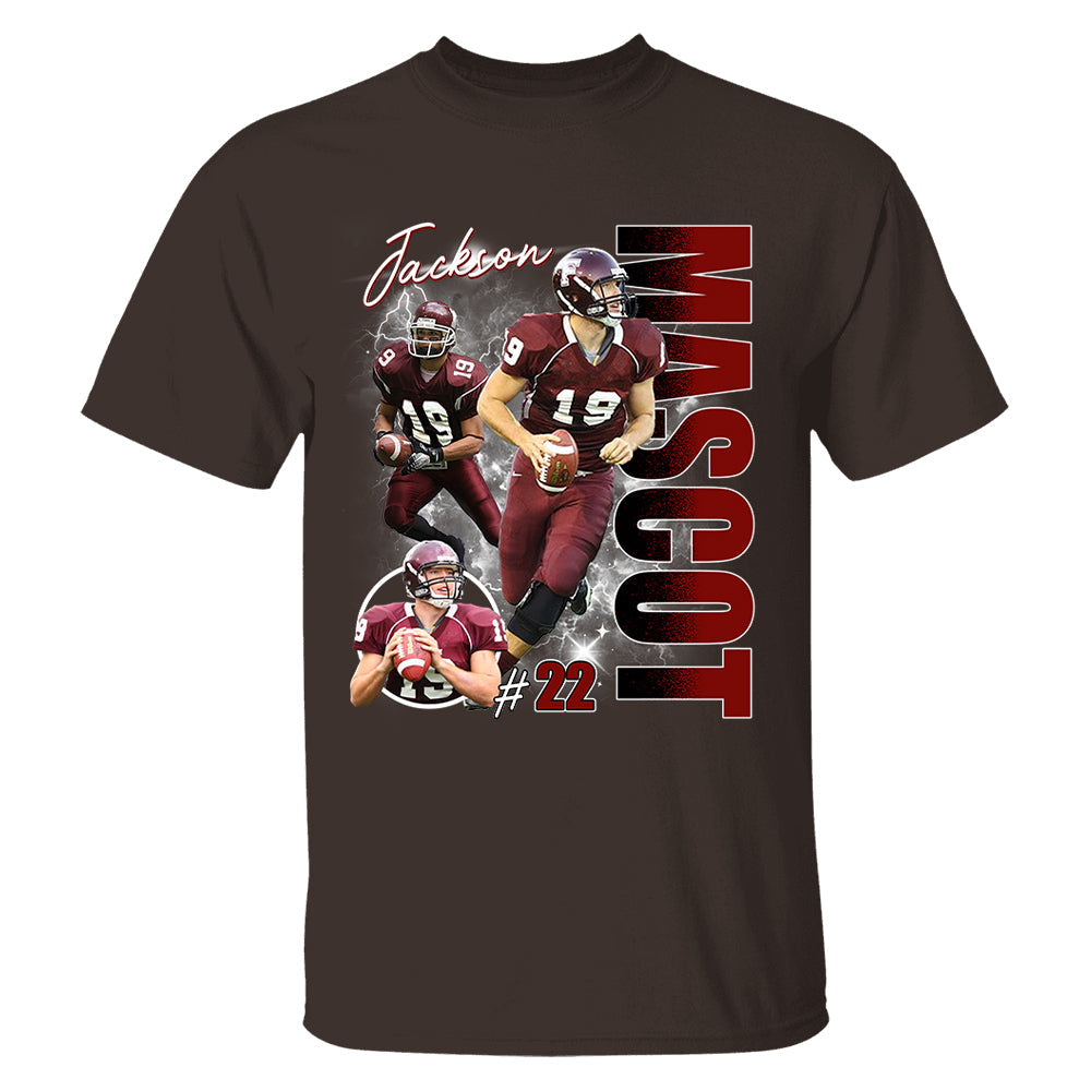 Custom Photo Football Player Shirt - Personalized Team Name School Name Bootleg Shirt