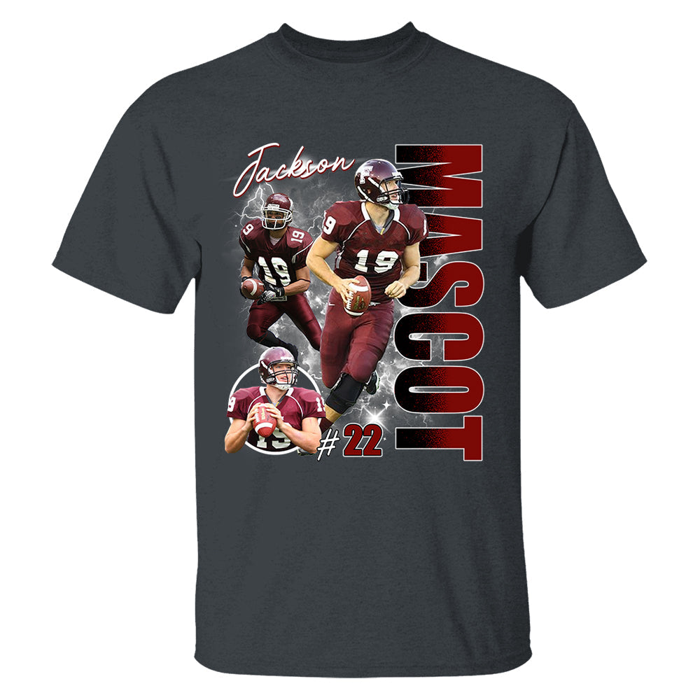Custom Photo Football Player Shirt - Personalized Team Name School Name Bootleg Shirt