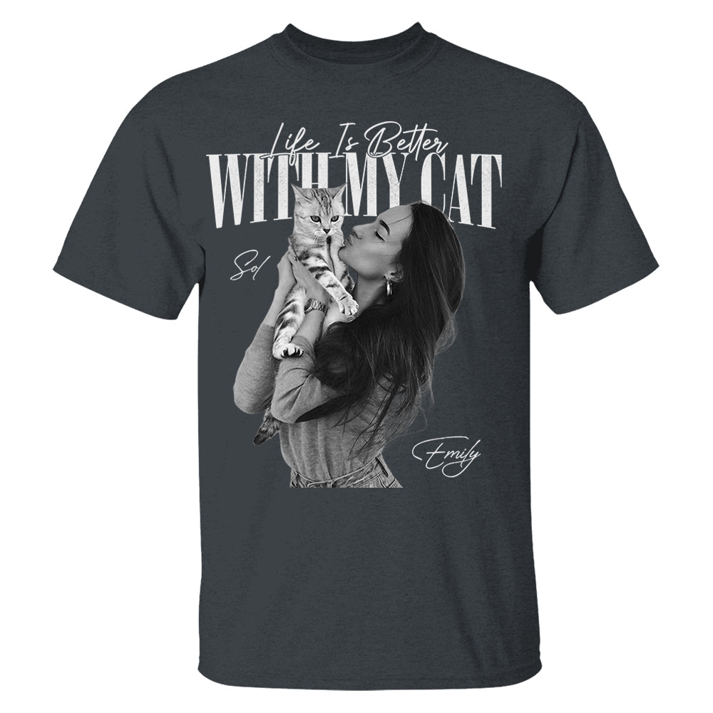 Life Is Better With My Cat - Washed Tee Retro Bootleg Shirt For Cat Lovers T1807