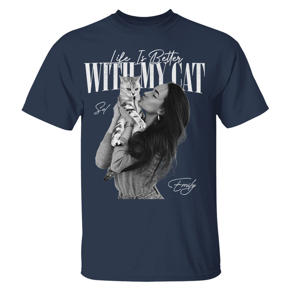 Life Is Better With My Cat - Washed Tee Retro Bootleg Shirt For Cat Lovers T1807