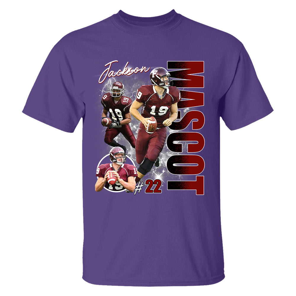 Custom Photo Football Player Shirt - Personalized Team Name School Name Bootleg Shirt