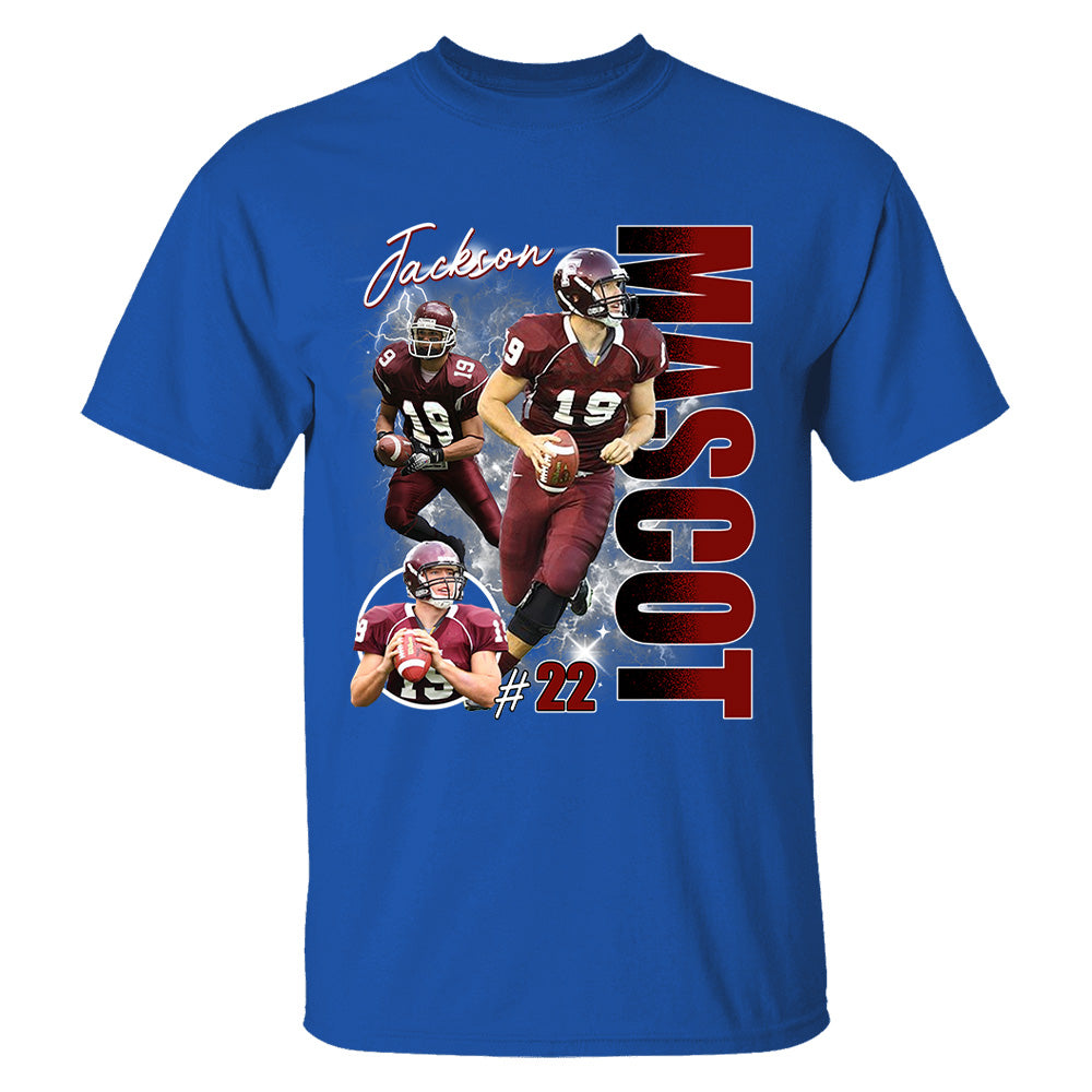 Custom Photo Football Player Shirt - Personalized Team Name School Name Bootleg Shirt
