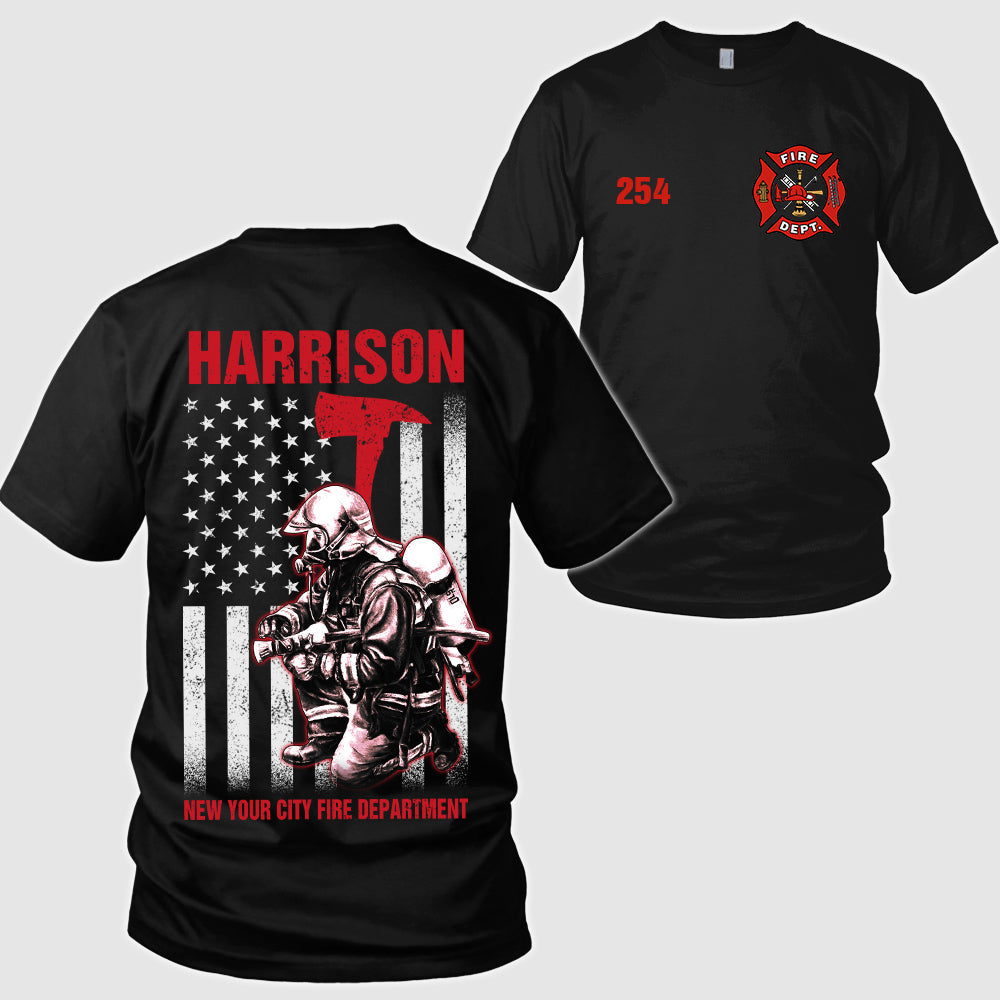 Personalized Firefighter Shirts Custom Name And Number Fireman All Over Print Shirt