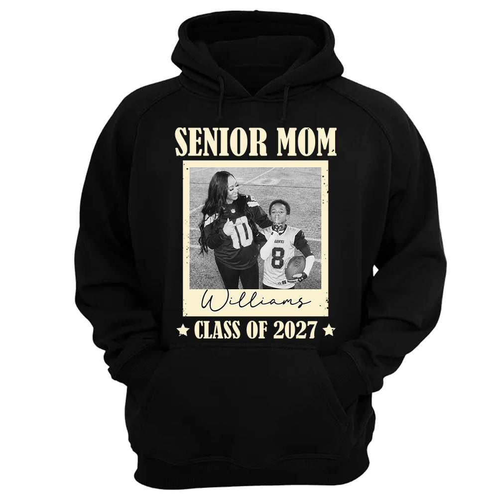 Senior Football Mom - Personalized Shirt For Football Mom Grandma Custom Football Player Photo NA04 T24