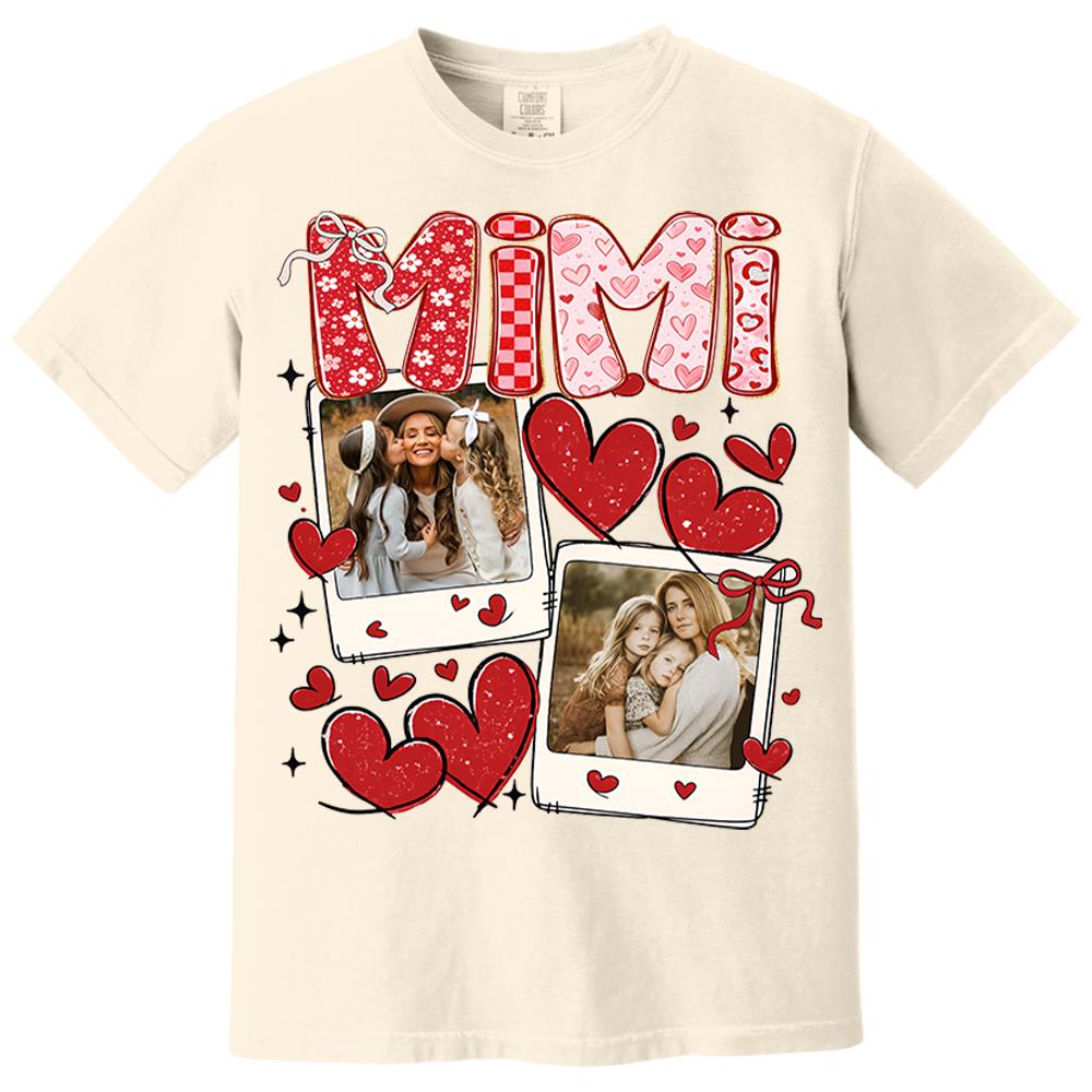 Custom Mama Valentine Glitter Upload Photo Shirt, Leopard Checkered Valentine Vr2