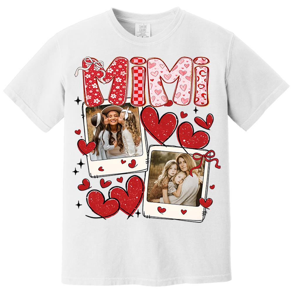 Custom Mama Valentine Glitter Upload Photo Shirt, Leopard Checkered Valentine Vr2