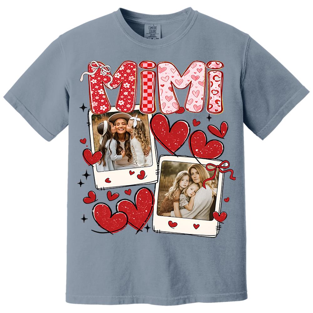 Custom Mama Valentine Glitter Upload Photo Shirt, Leopard Checkered Valentine Vr2