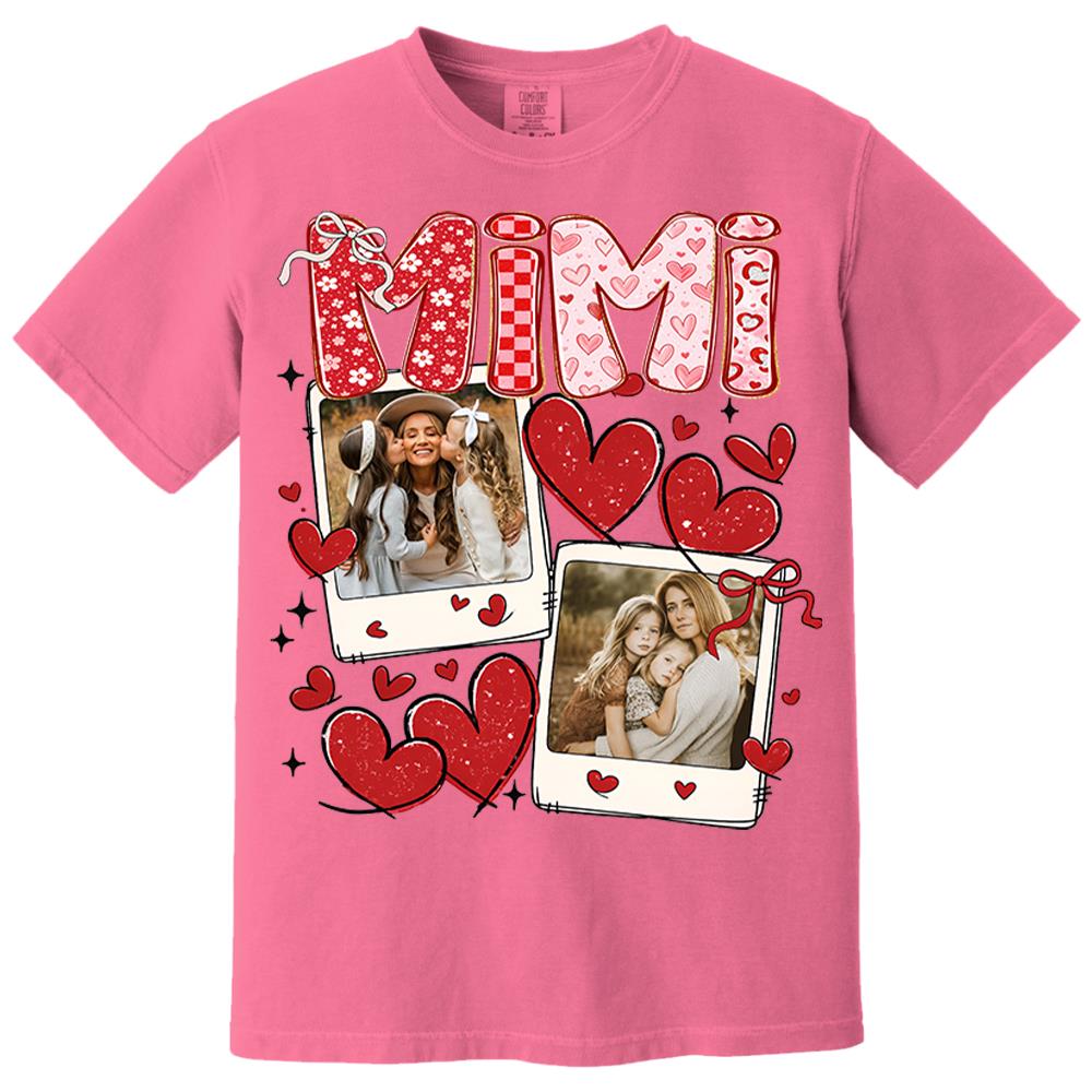 Custom Mama Valentine Glitter Upload Photo Shirt, Leopard Checkered Valentine Vr2