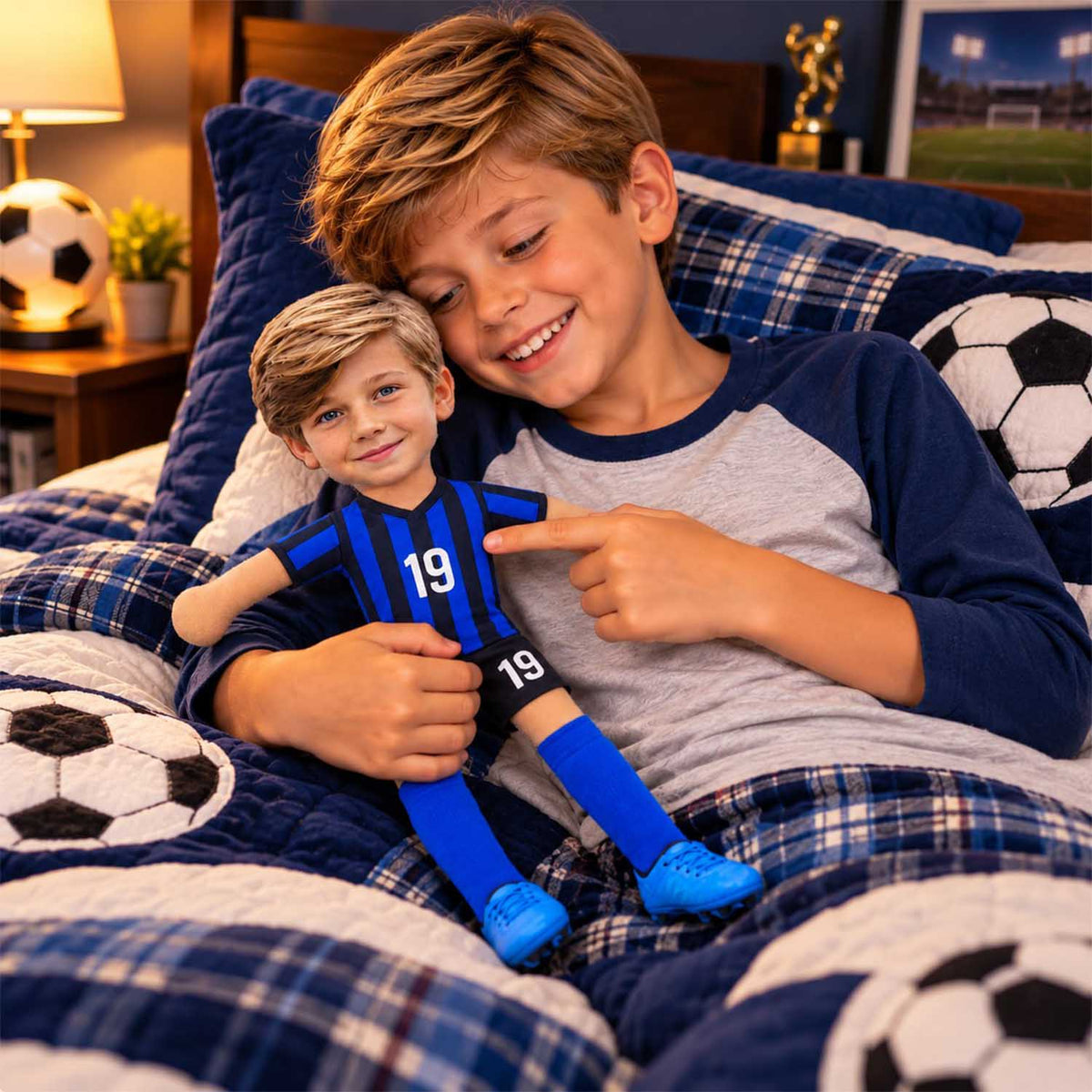 Personalized Soccer Squishy Toy Poseable Plush Doll, Funny Gift For Sport Lovers NA04 Pt99 NT01