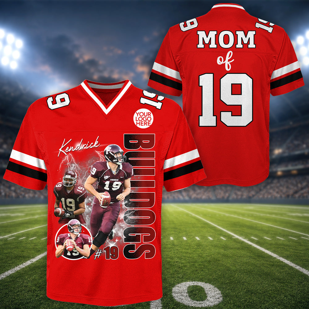 Custom Photo Football Player Jersey - Personalized Team Name School Name Bootleg Style Jersey Na02 Hv01