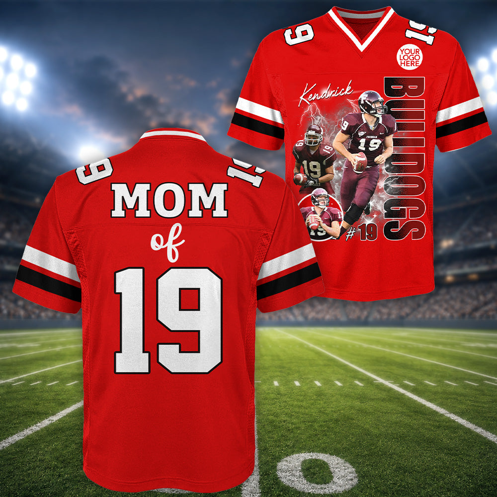 Custom Photo Football Player Jersey - Personalized Team Name School Name Bootleg Style Jersey Na02 Hv01