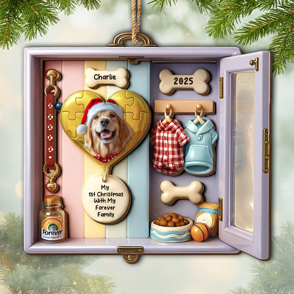 My 1st Christmas With My Forever Family, Custom Acrylic Ornament, Gift For Dog Lovers T1807 Li29
