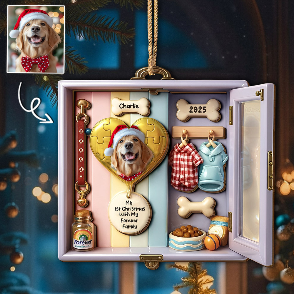 My 1st Christmas With My Forever Family, Custom Acrylic Ornament, Gift For Dog Lovers T1807 Li29