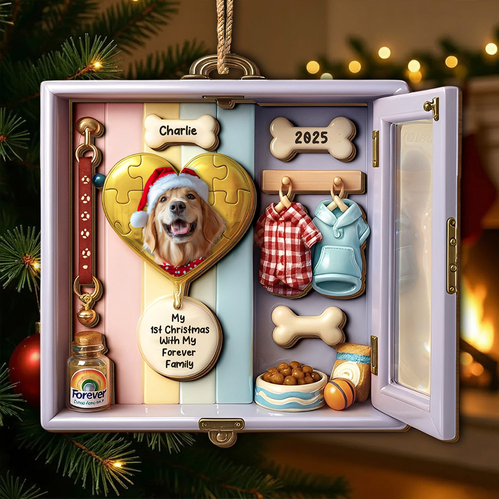 My 1st Christmas With My Forever Family, Custom Acrylic Ornament, Gift For Dog Lovers T1807 Li29