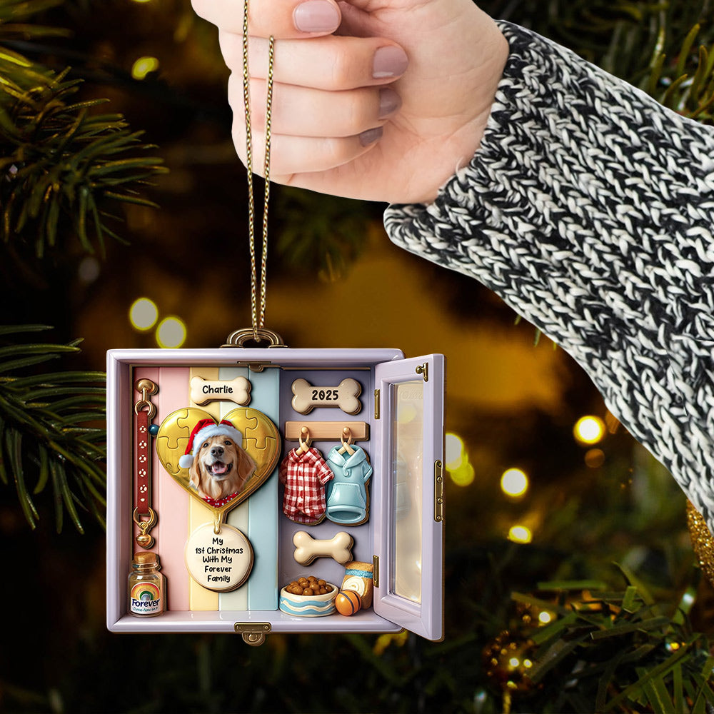 My 1st Christmas With My Forever Family, Custom Acrylic Ornament, Gift For Dog Lovers T1807 Li29