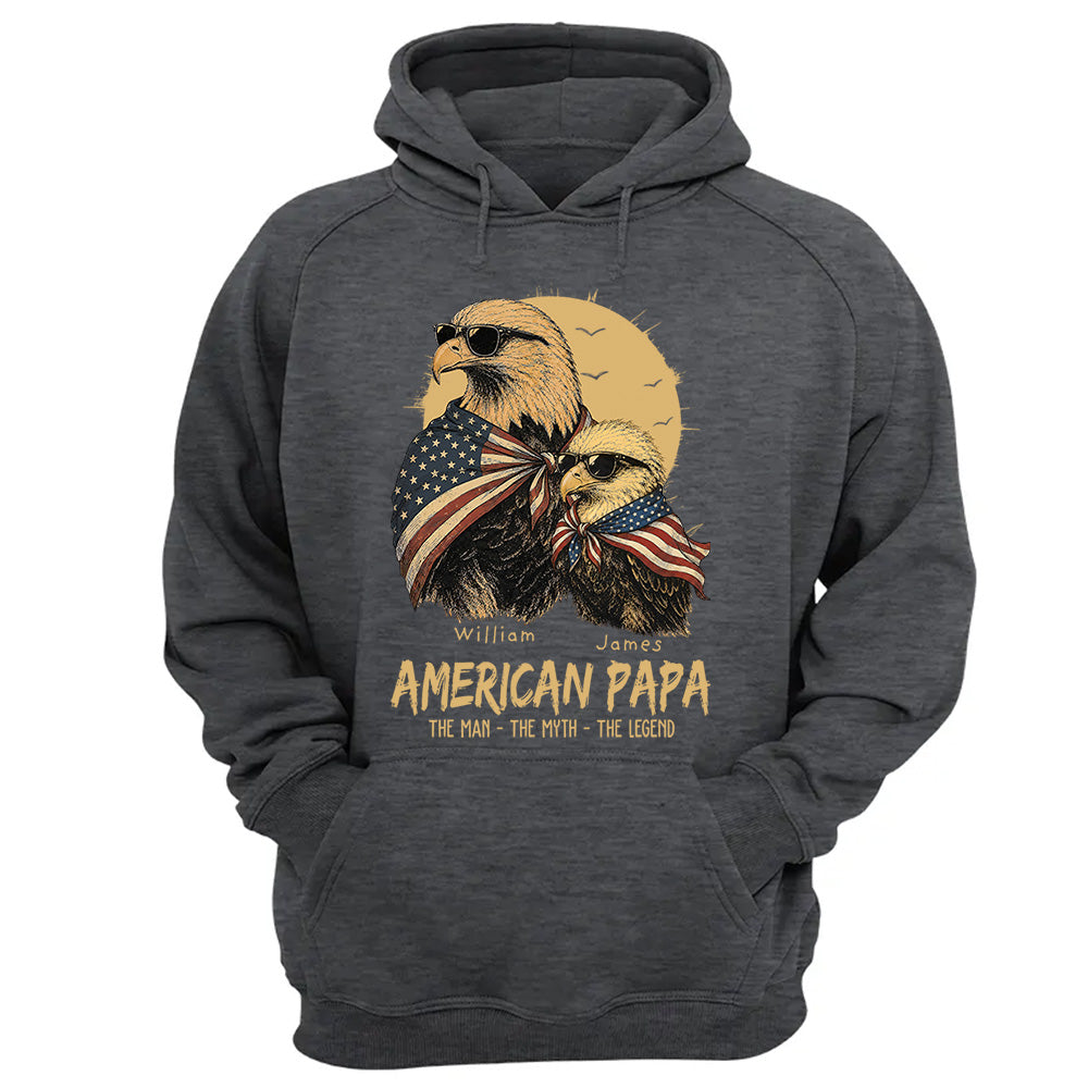 American Dad The Man The Myth The Legend, Personalized Papa T-Shirt Father's Day, Cool Dad Eagle Tee, Gifts for Dad Husband MI209 VH01