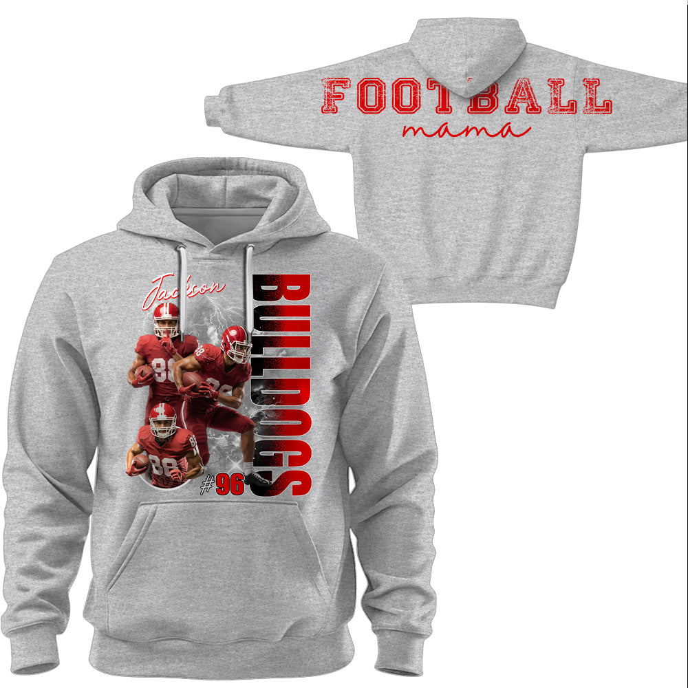 Personalized Football Mom Sweatshirt, Custom Large Back Graphic, Gift For Football Mom Football Family Football Lovers MI209 T24