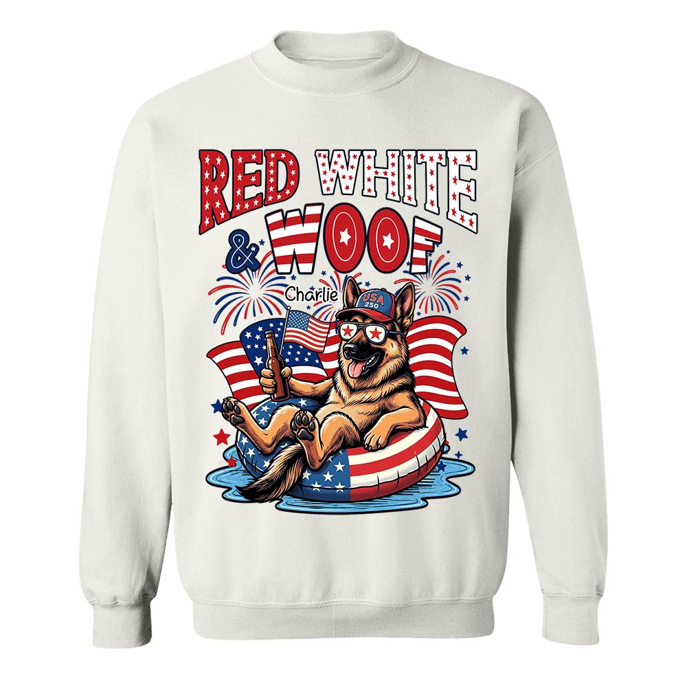 Red White Woof, Custom Photo Pet Shirt, America 250th Anniversary Gifts For Dog Cat Lovers, Dog Dad And Mom, Cat Owners T1807 Hv01