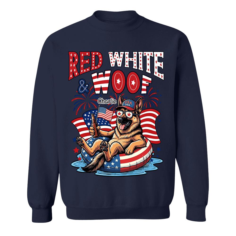 Red White Woof, Custom Photo Pet Shirt, America 250th Anniversary Gifts For Dog Cat Lovers, Dog Dad And Mom, Cat Owners T1807 Hv01