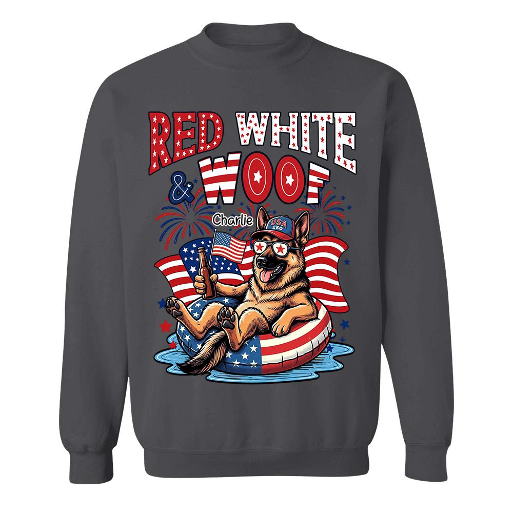Red White Woof, Custom Photo Pet Shirt, America 250th Anniversary Gifts For Dog Cat Lovers, Dog Dad And Mom, Cat Owners T1807 Hv01