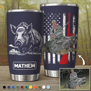 Wild Hog Hunting Gifts for Men, Him Personalized. Upload Photo Tumbler Landing Mallard Waterfowl Hunter Gift, Christmas Gifts for Husband, Dad, Father's Day Pt99