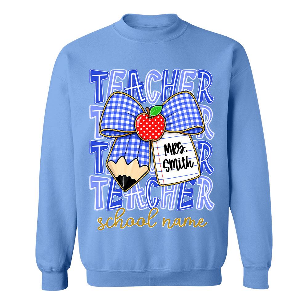 Personalized Coquette Bow Teacher Para Librarian Counselor Appreciation Back to School, Custom Job Title Teacher Name, Gifts For Teacher MI209 Hv01
